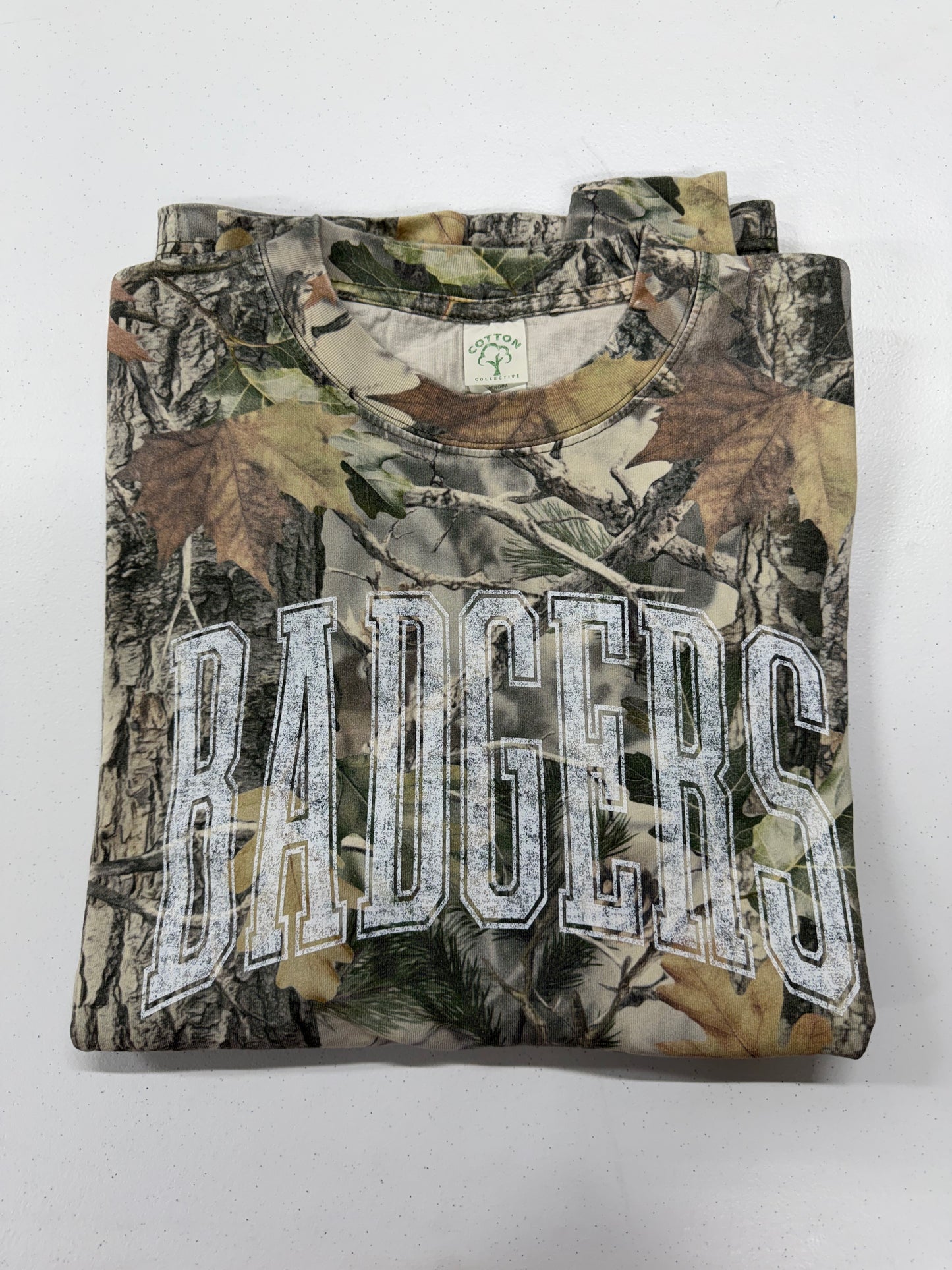 BB Green Camo Distressed White Badgers