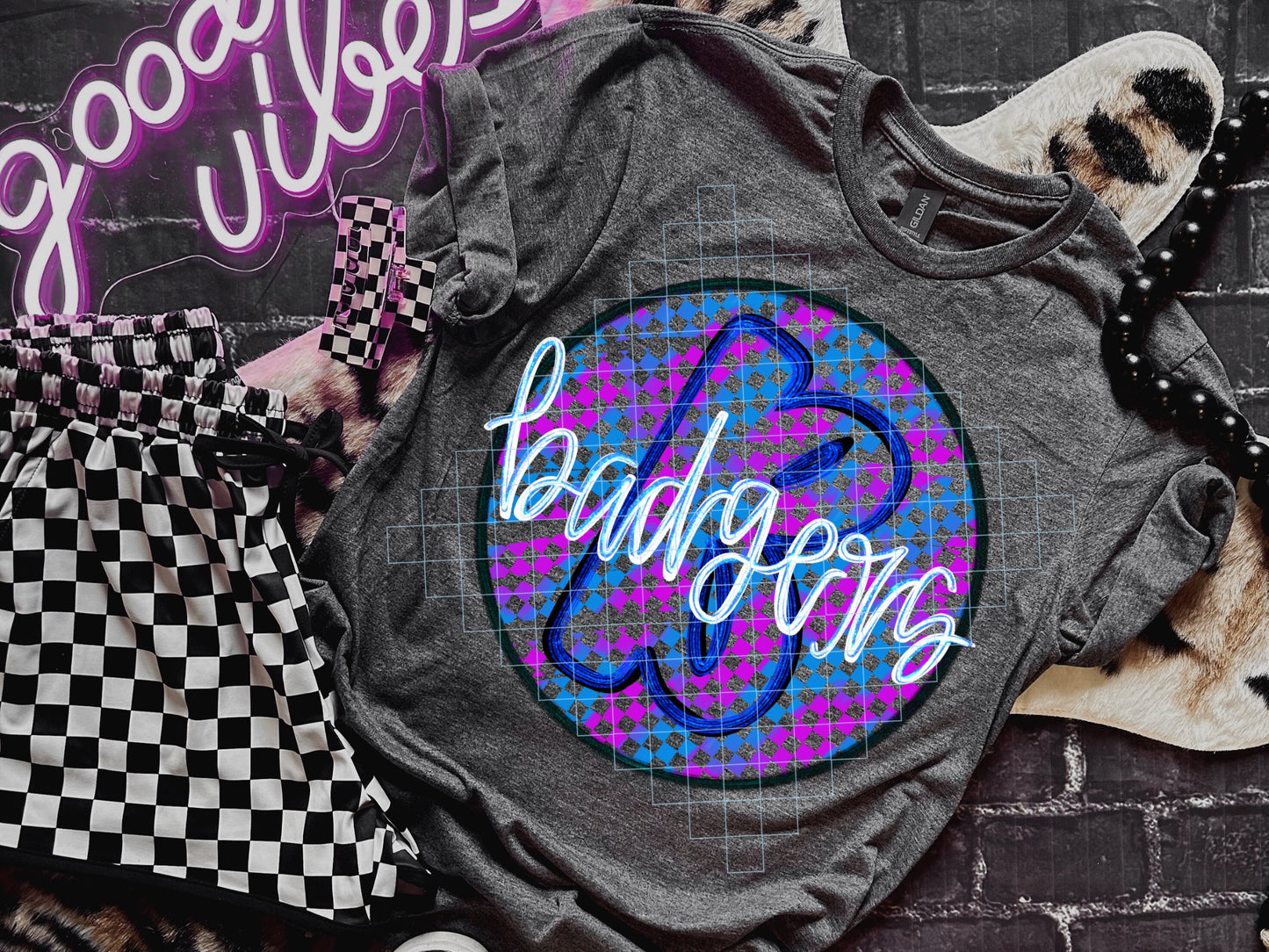 Neon Checkered Mascot Digital