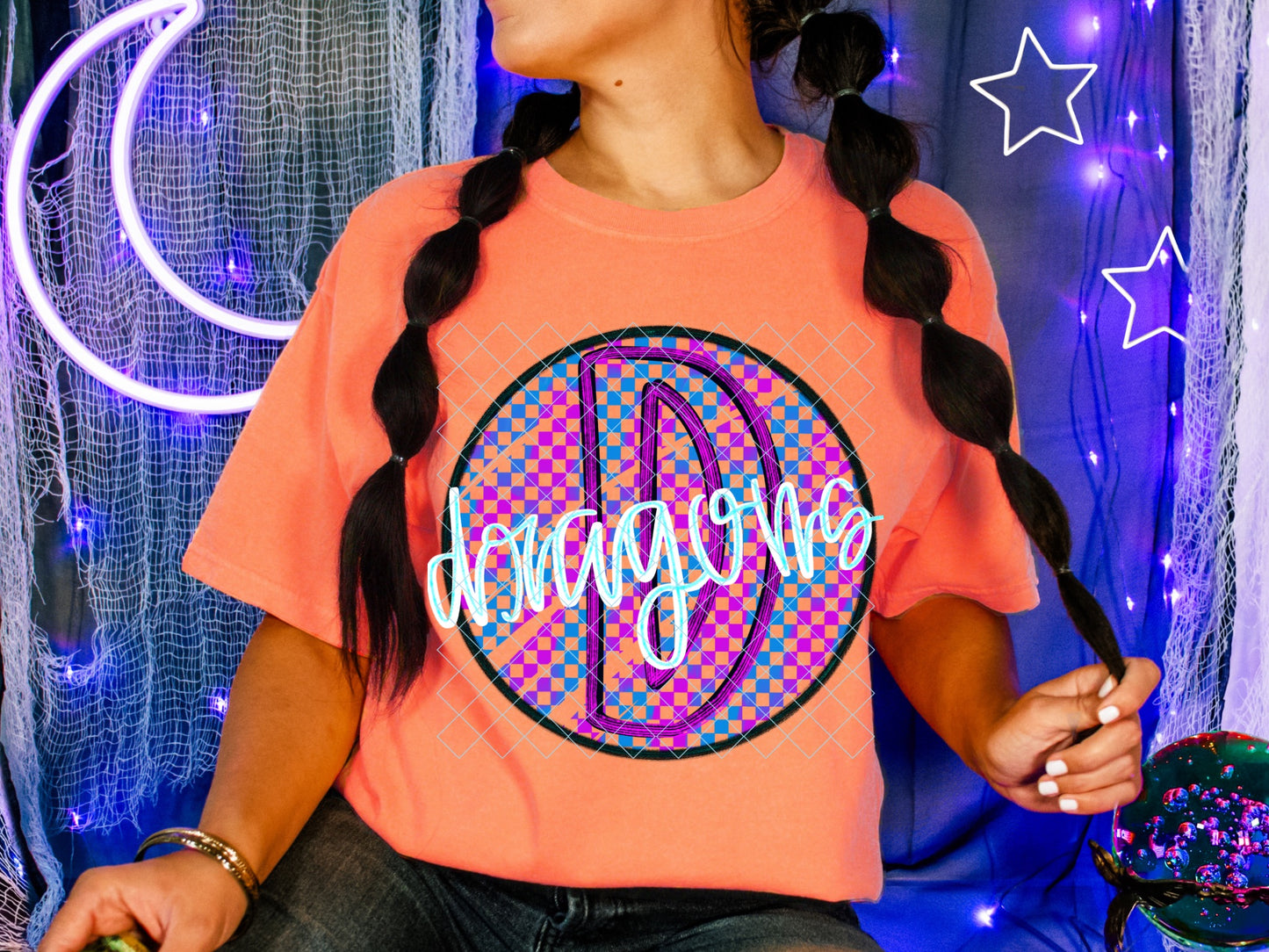 Neon Checkered Mascot Digital