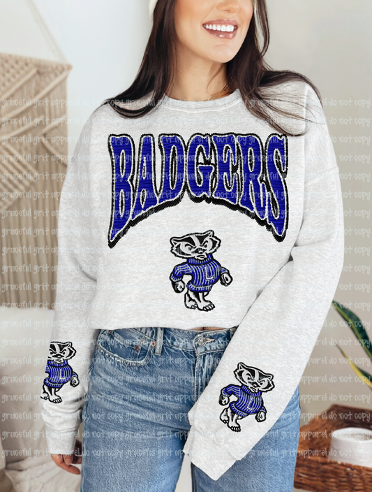 Badgers Faux Embroidered with Optional Sleeve