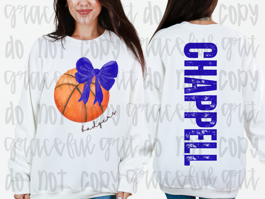 Basketball Bow with Oversized Name on Back