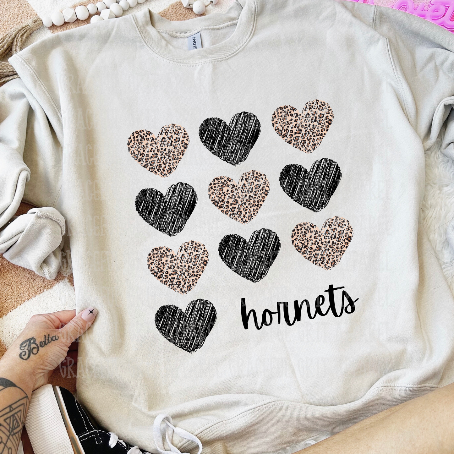 Hornets Black Leopard Hearts