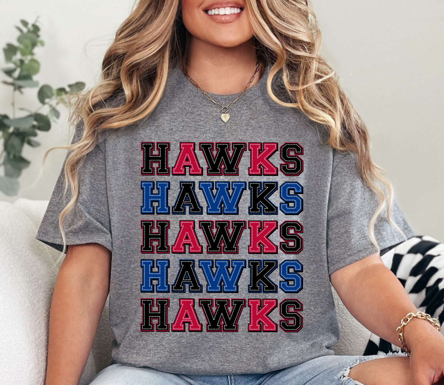 Stacked Hawks Blue Red