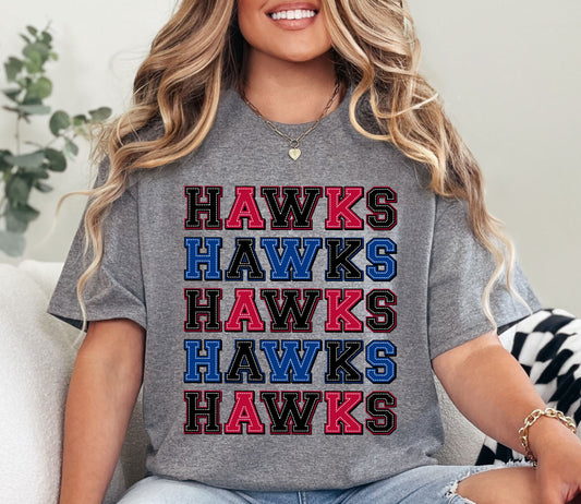 Stacked Hawks Blue Red