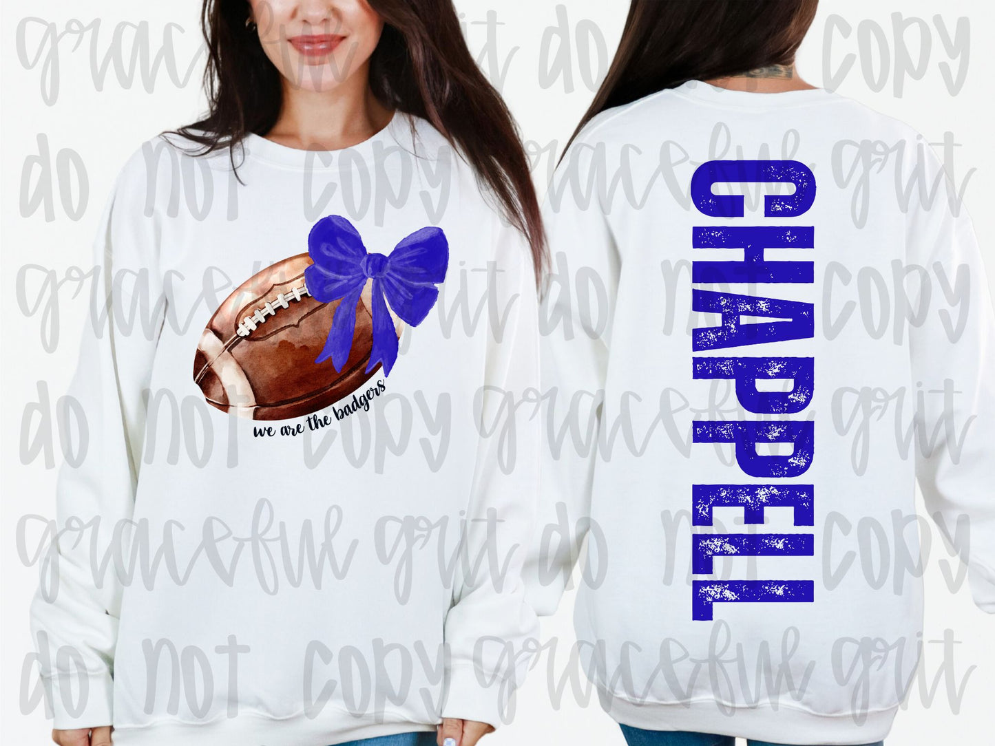 Football Bow with Oversized Name on Back