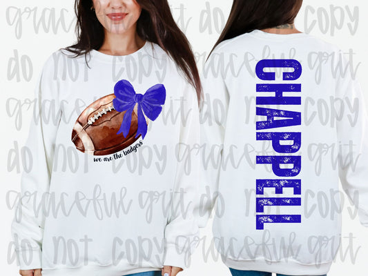 Football Bow with Oversized Name on Back