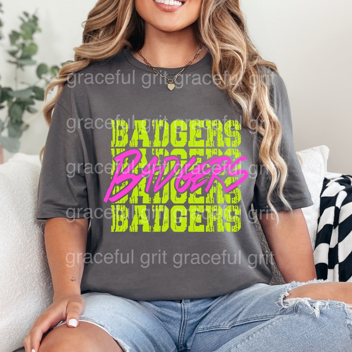 Neon Green Pink Badgers