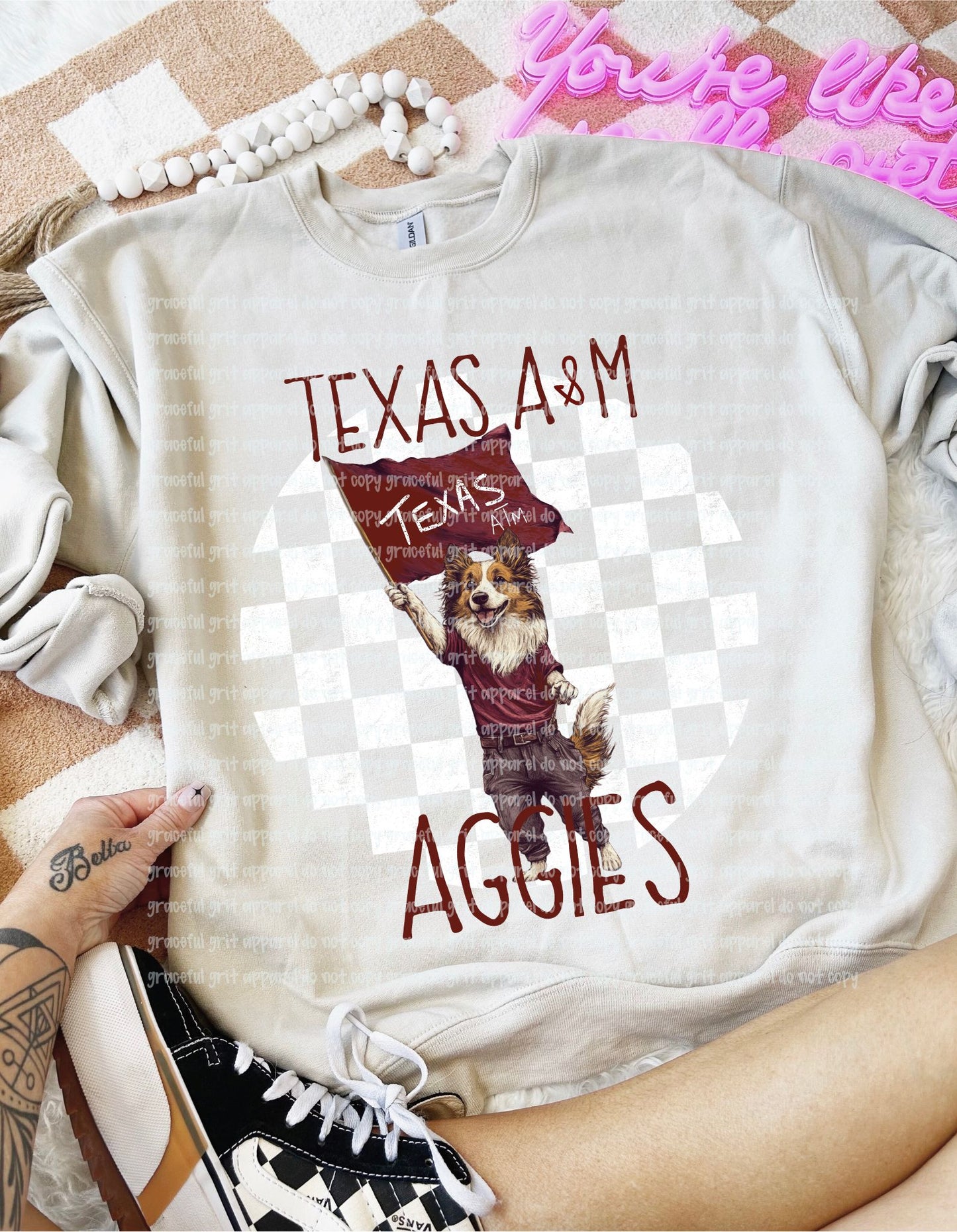 TAMU Checkered Mascot