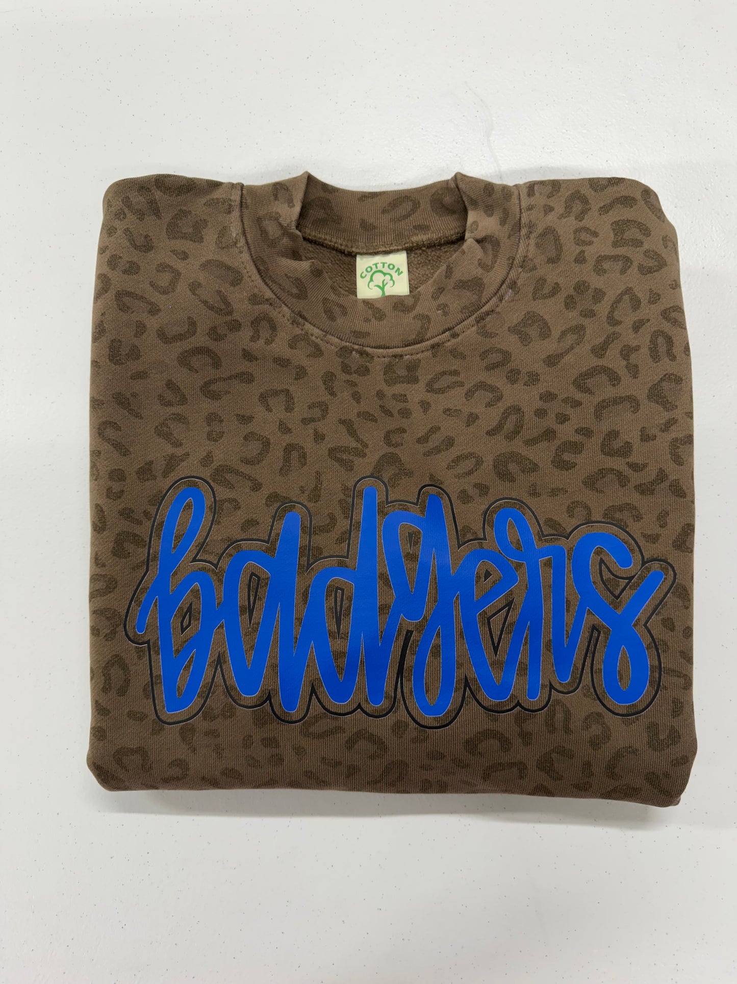 BB Brown Leopard Outlined Badgers Script