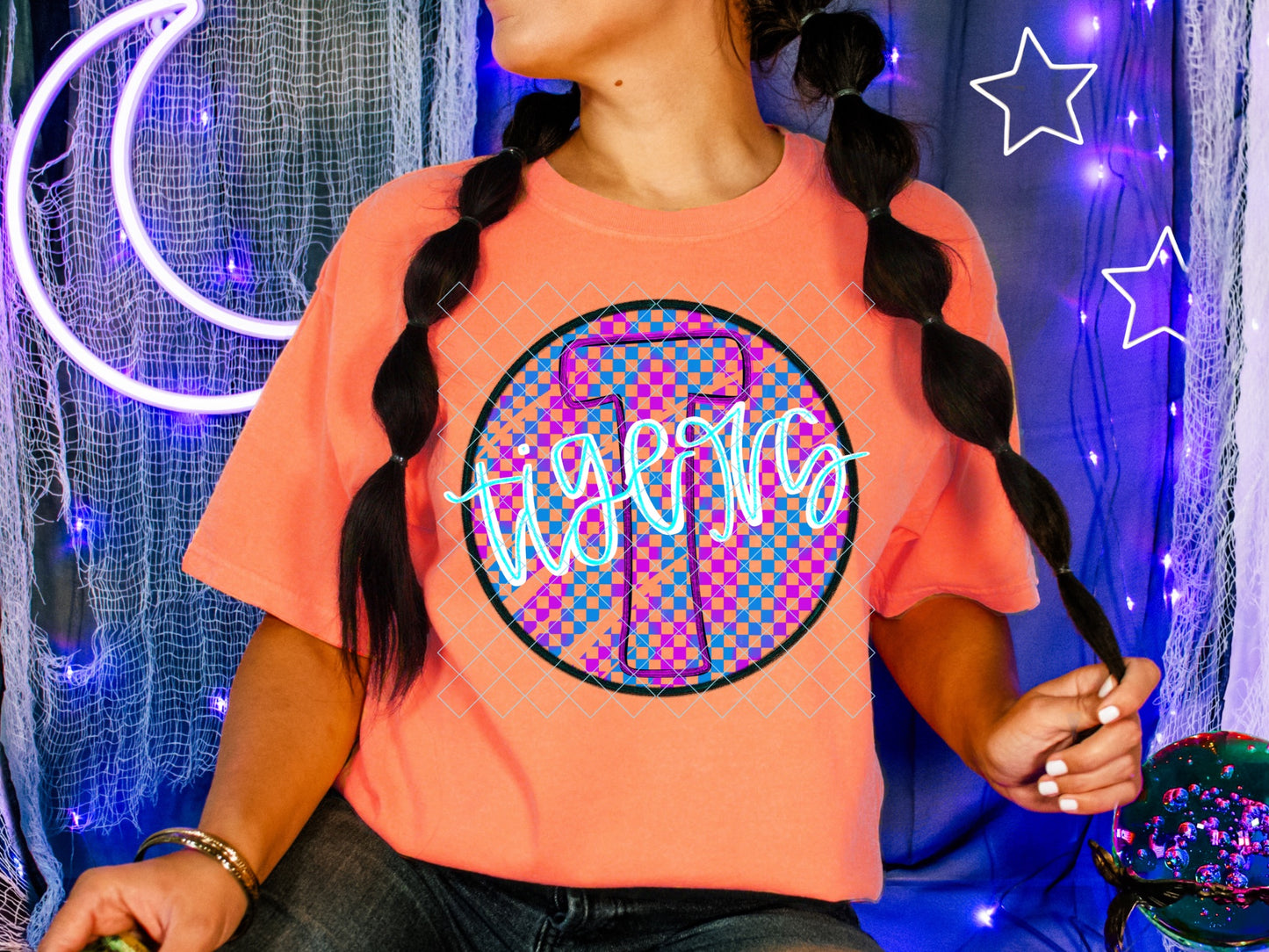 Neon Checkered Mascot Digital