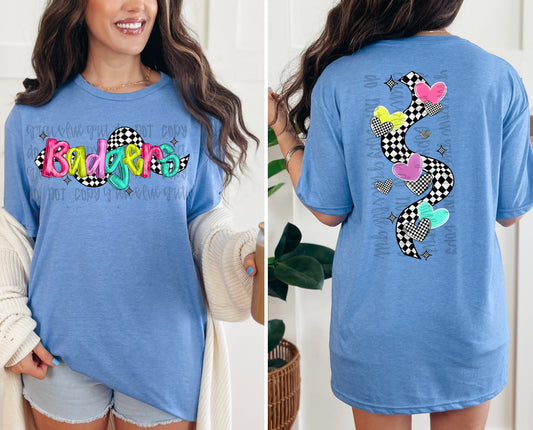 Colorful Badgers Checkered Hearts
