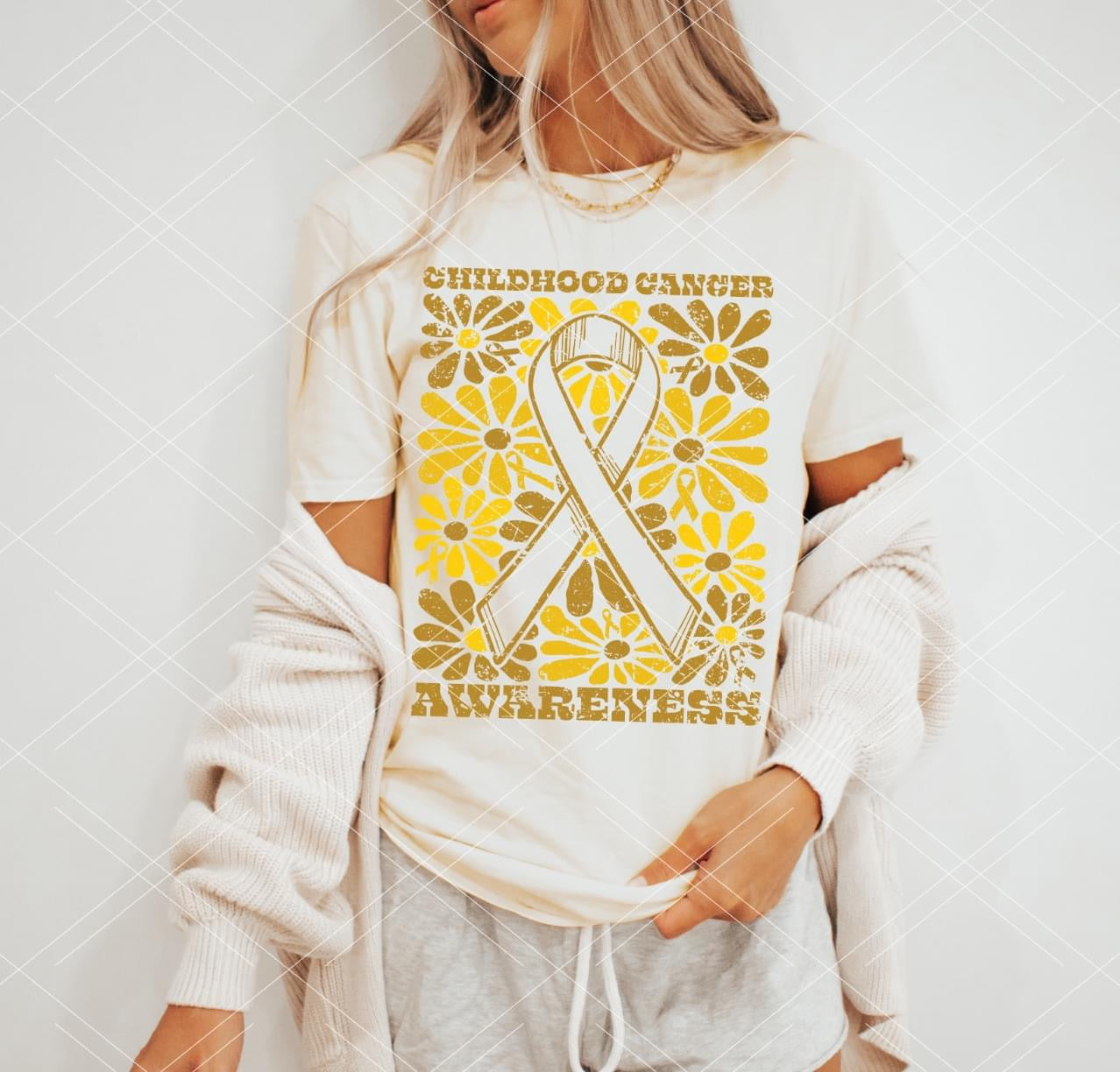 Childhood Cancer Awareness Groovy Floral