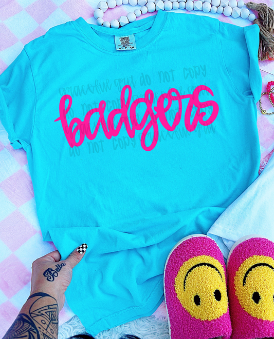 Pink Script Badgers