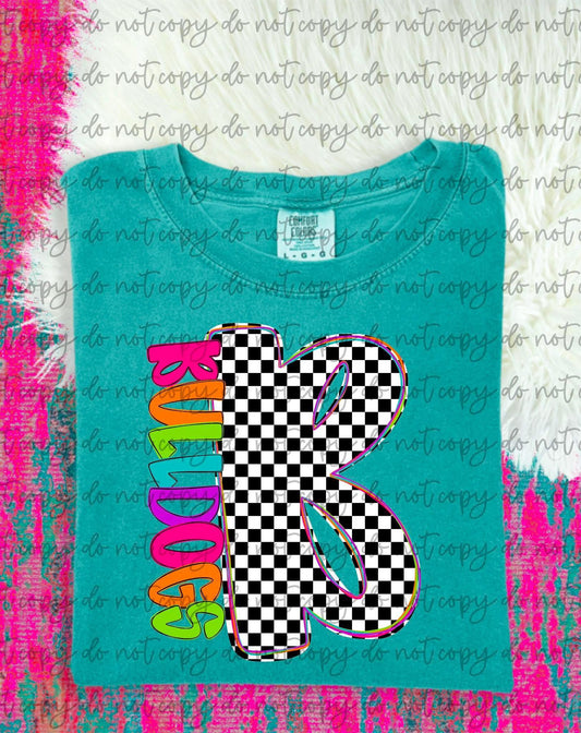 Checkered B Bulldogs Neon