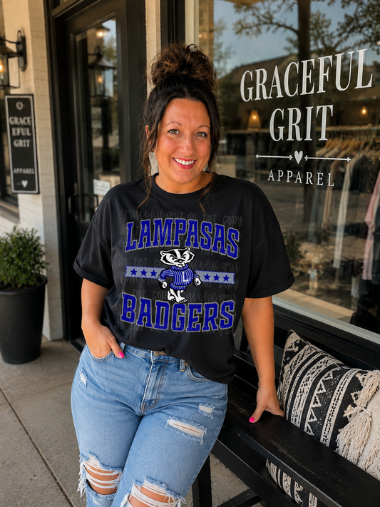 Unisex Lampasas Badgers (Black Tee)