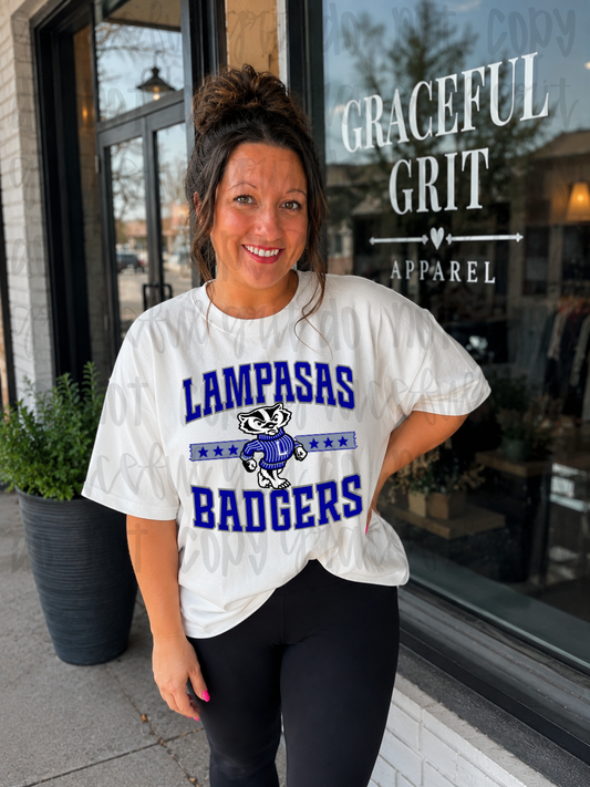Unisex Lampasas Badgers (White Tee)