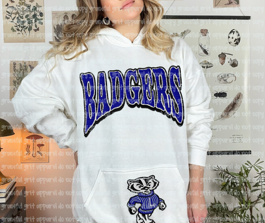 Badgers Faux Embroidered with Optional Sleeve