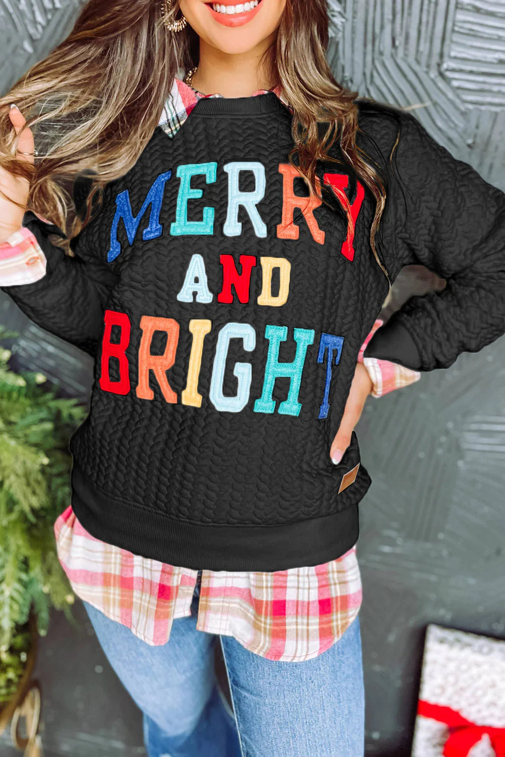 Merry Bright Embroidered Pullover