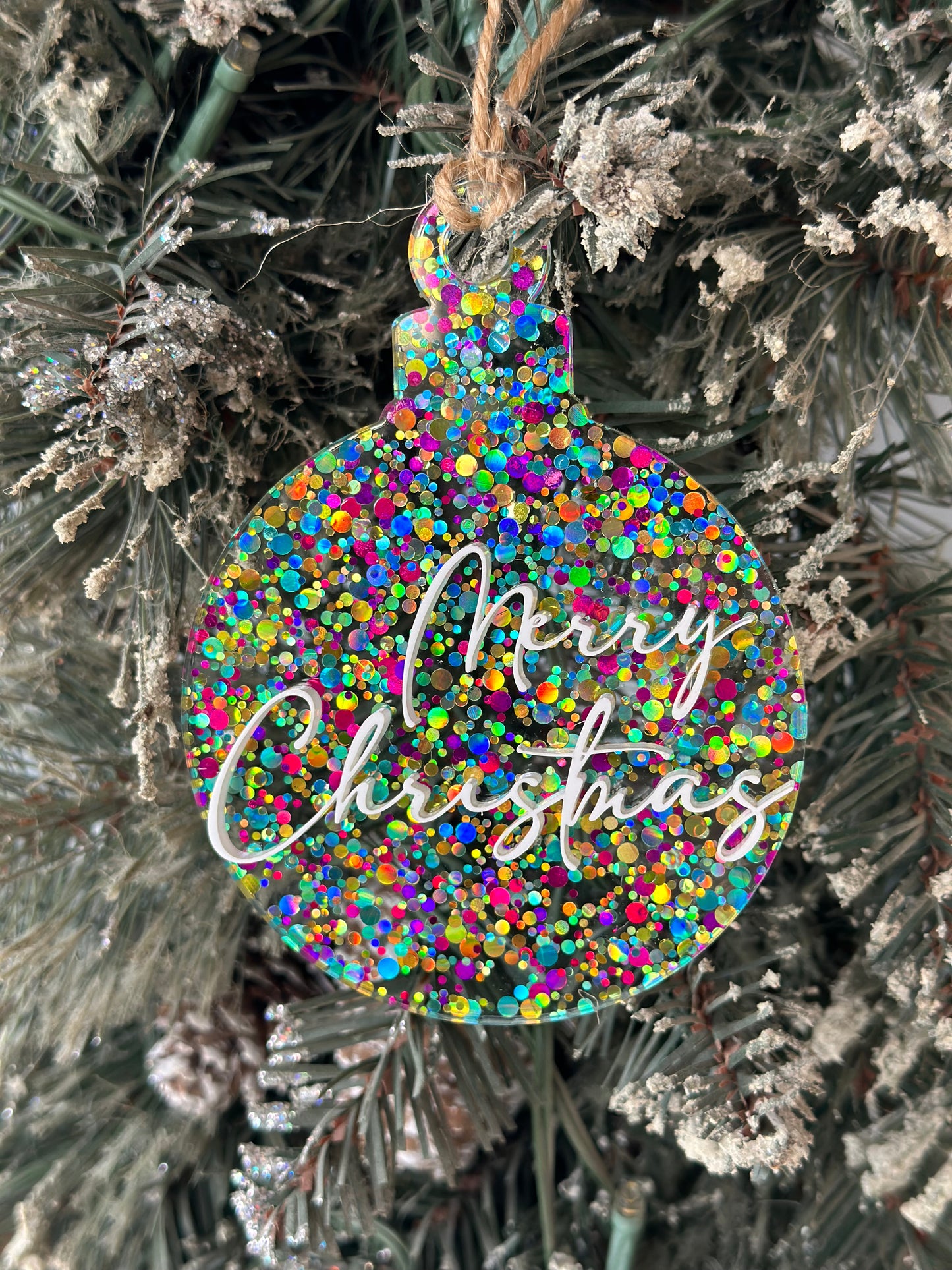 Merry Christmas Glitter Ornament