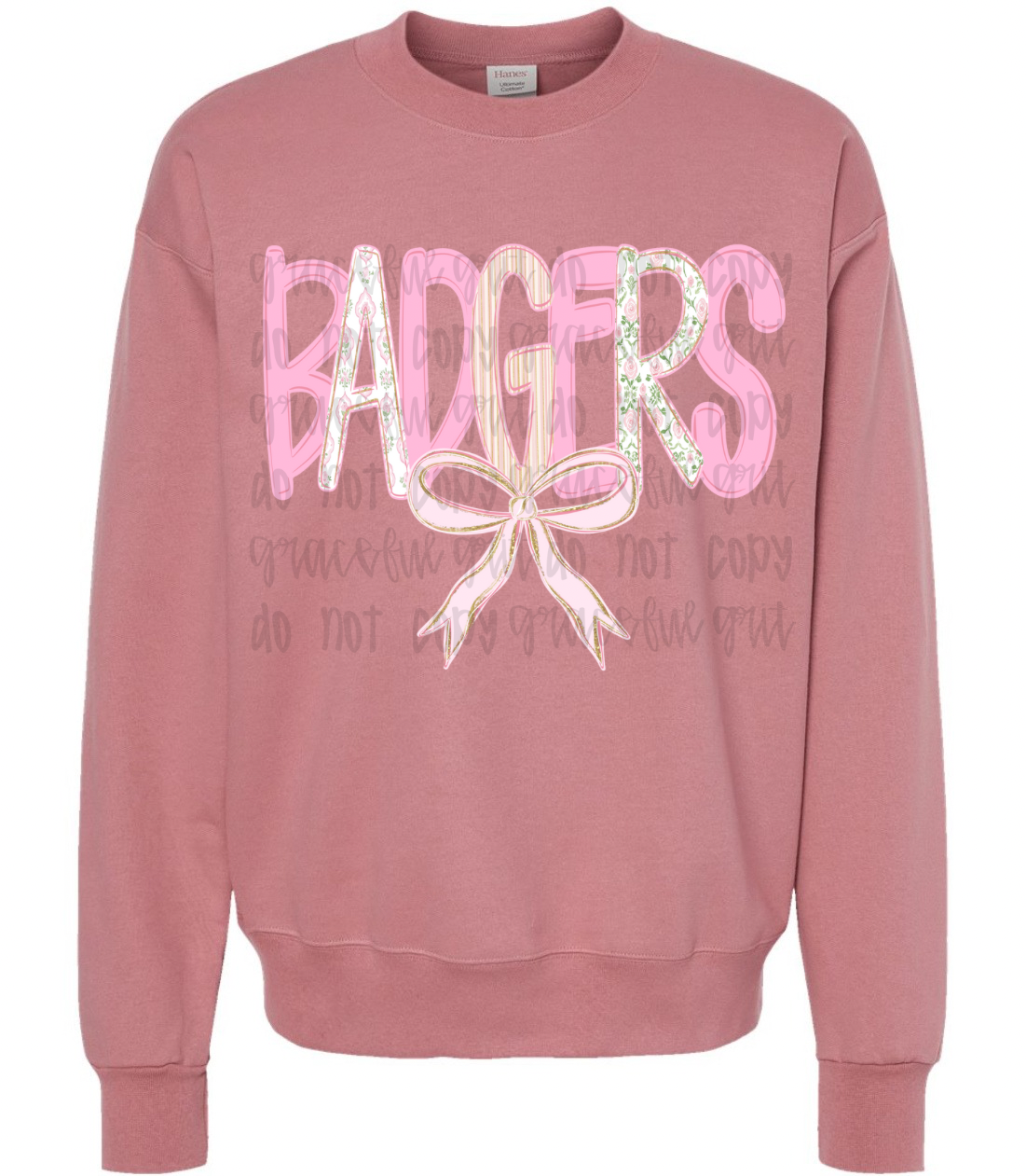 Pink Millennial Badgers Bow