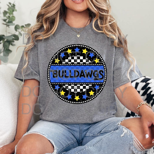 Bulldawgs Circle Stars Blue Gold