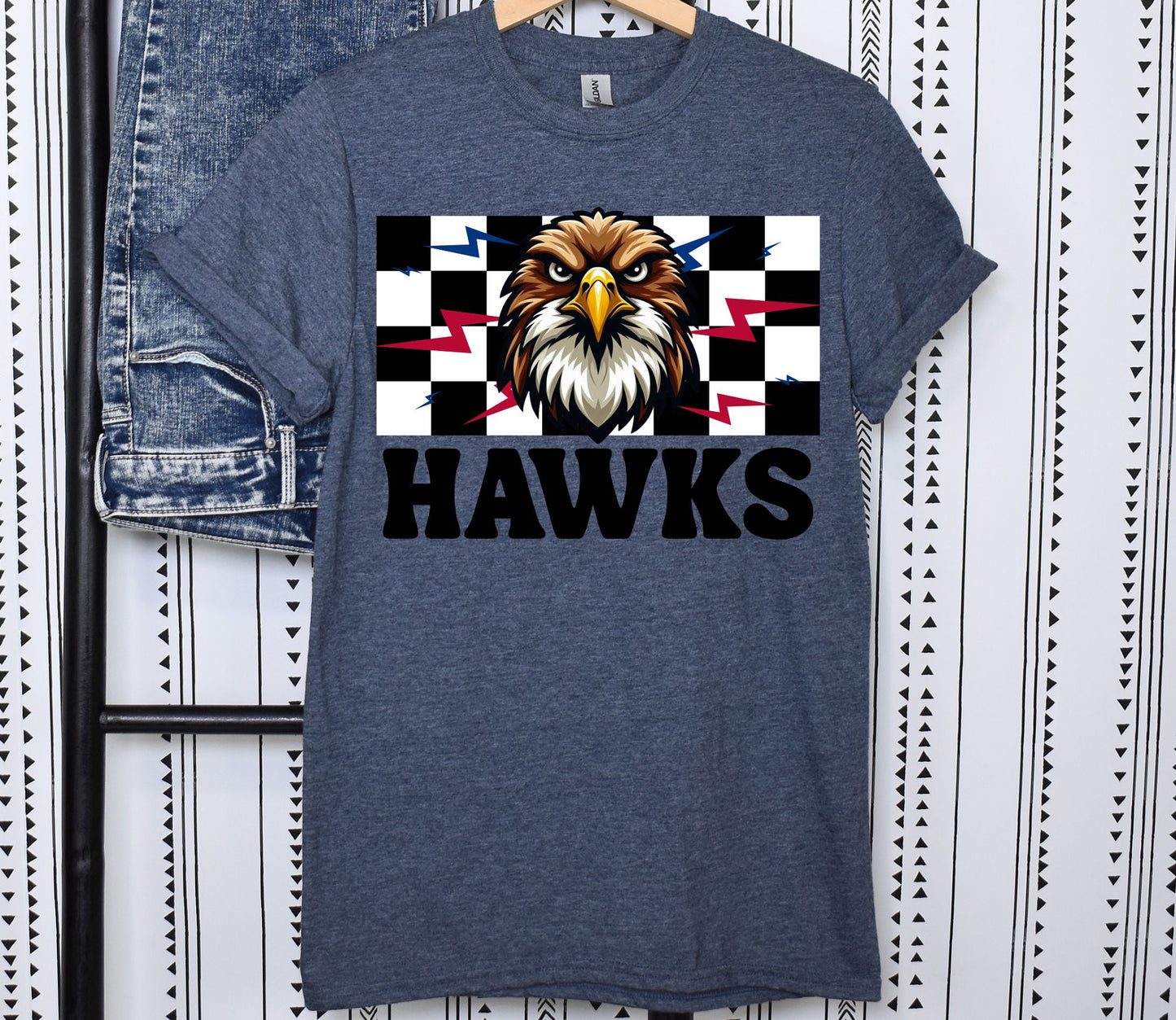 Hawks Checkered Mascot