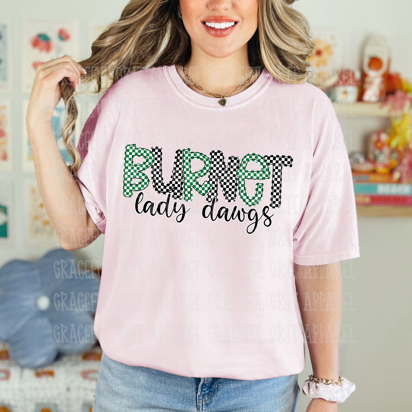 Checkered Burnet Lady Dawgs