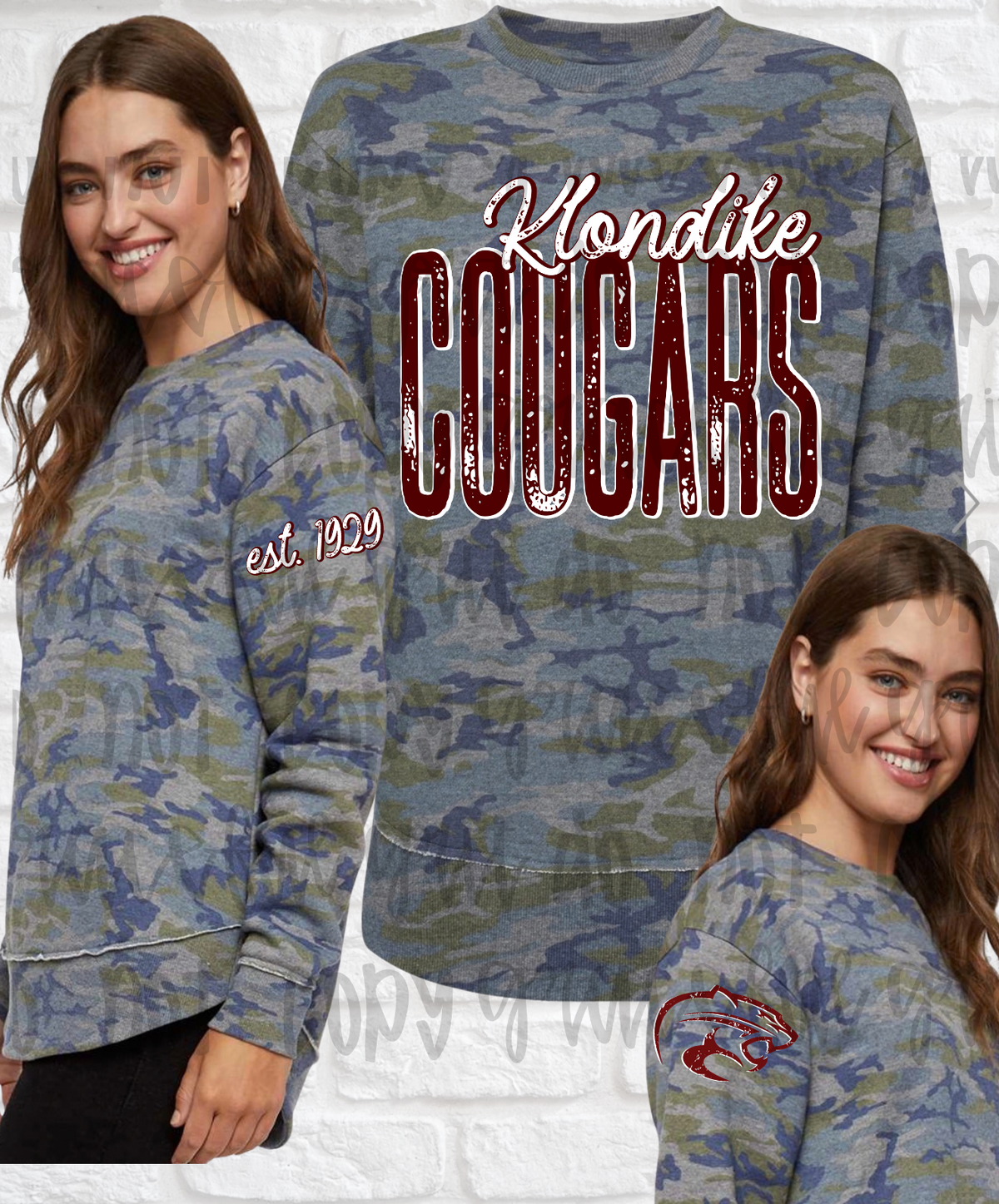 Camo Distressed Klondike Cougars