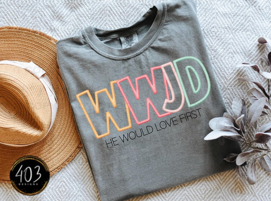 WWJD Faux Embroidered