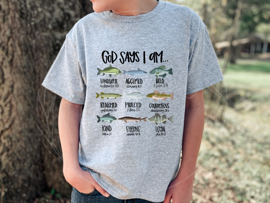 God Says I Am Fish tee