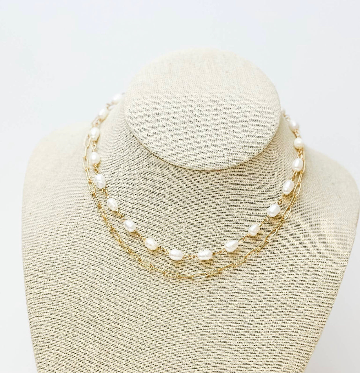 Layered Chain Link & Pearl Necklaces