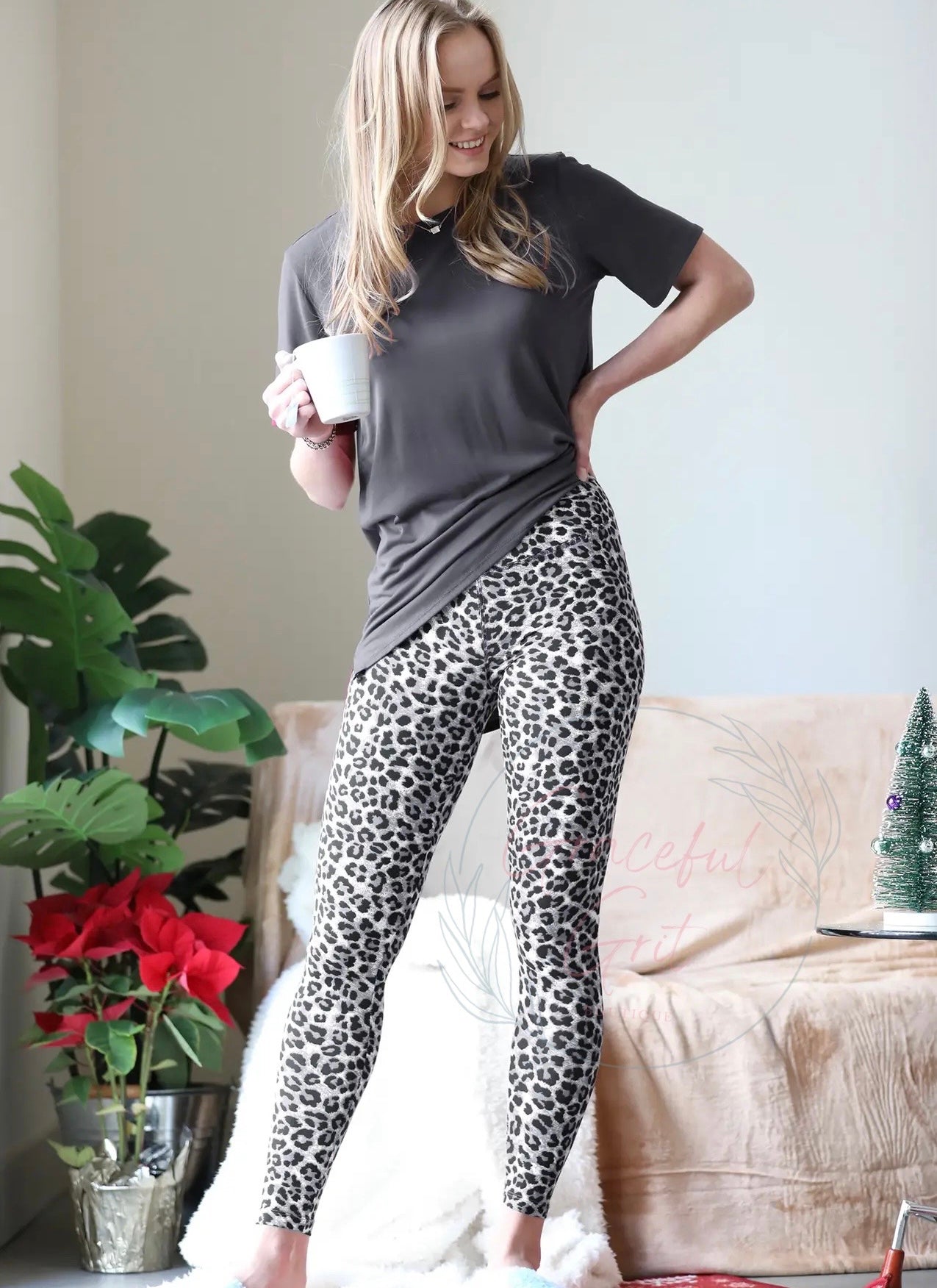 Kitten Around Grey Leggings