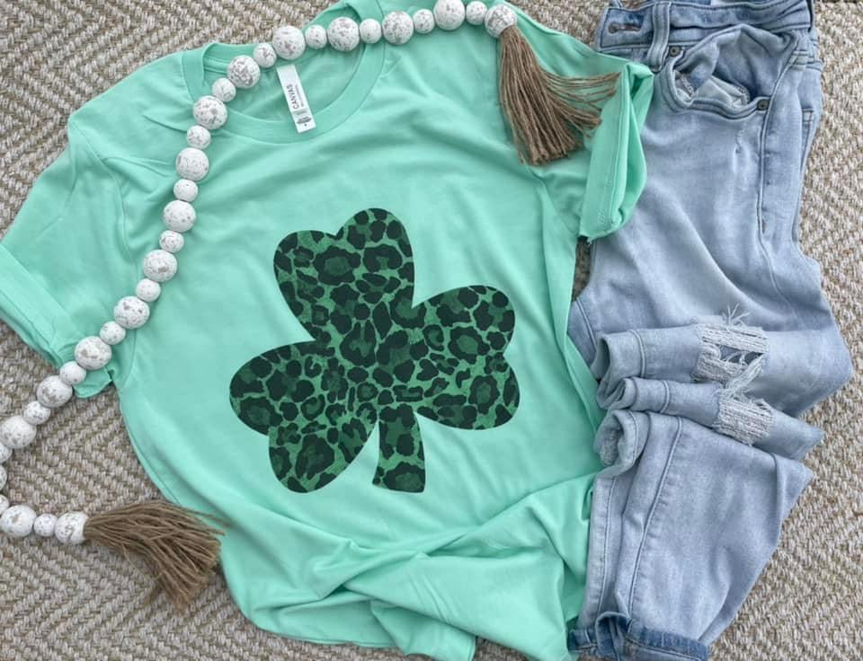 Leopard Shamrock Tee