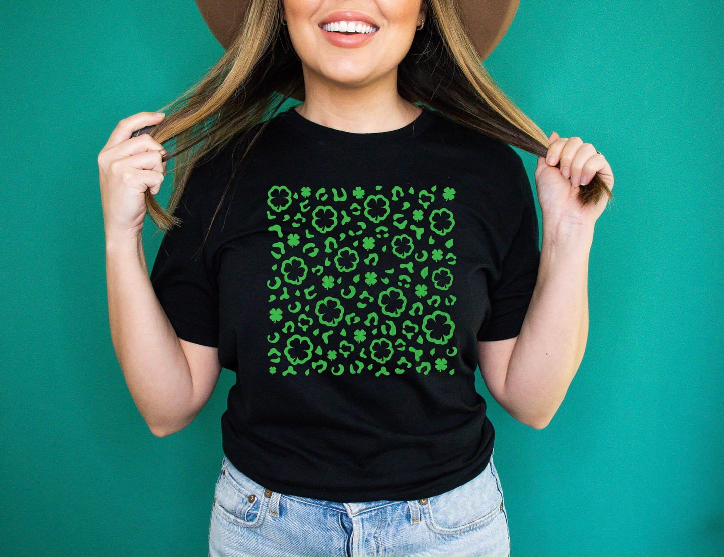 Leopard Shamrock pattern tee-MTO