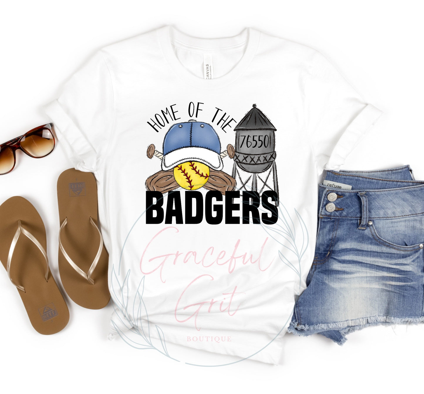 76550 Home of the Badgers Softball tee