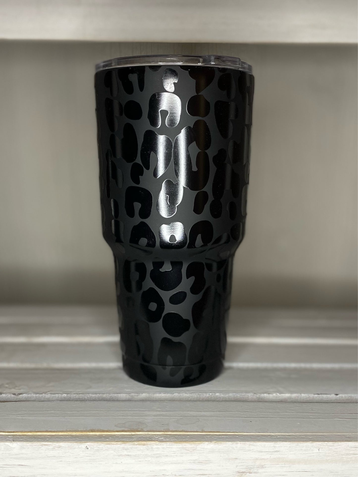 Leopard Matte Black Tumbler